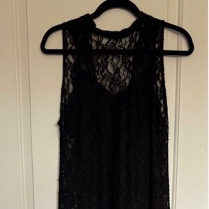 NWT Zara W&B Collection Lace Long Dress Black Bodysuit Size S